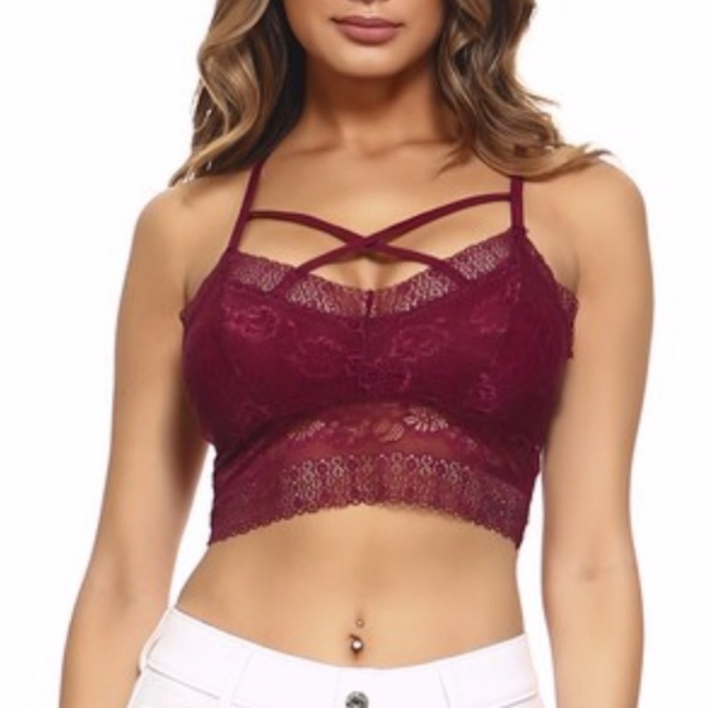 BEAUTIFUL BURGUNDY PLUM LACE BRALETTE